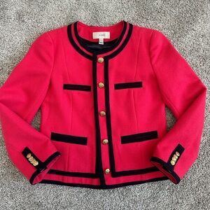 J.Crew Wool Contrast Trim Lady Jacket with Gold Buttons